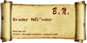 Brader Nándor névjegykártya